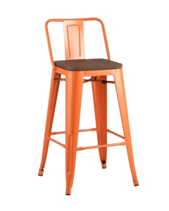 Полубарный стул Tolix Wood со спинкой Оранжевый